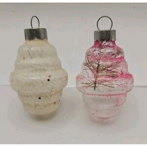 Lot Of 2 Vintage Christmas Ornaments /BEEHIVE / Tinsel (129)